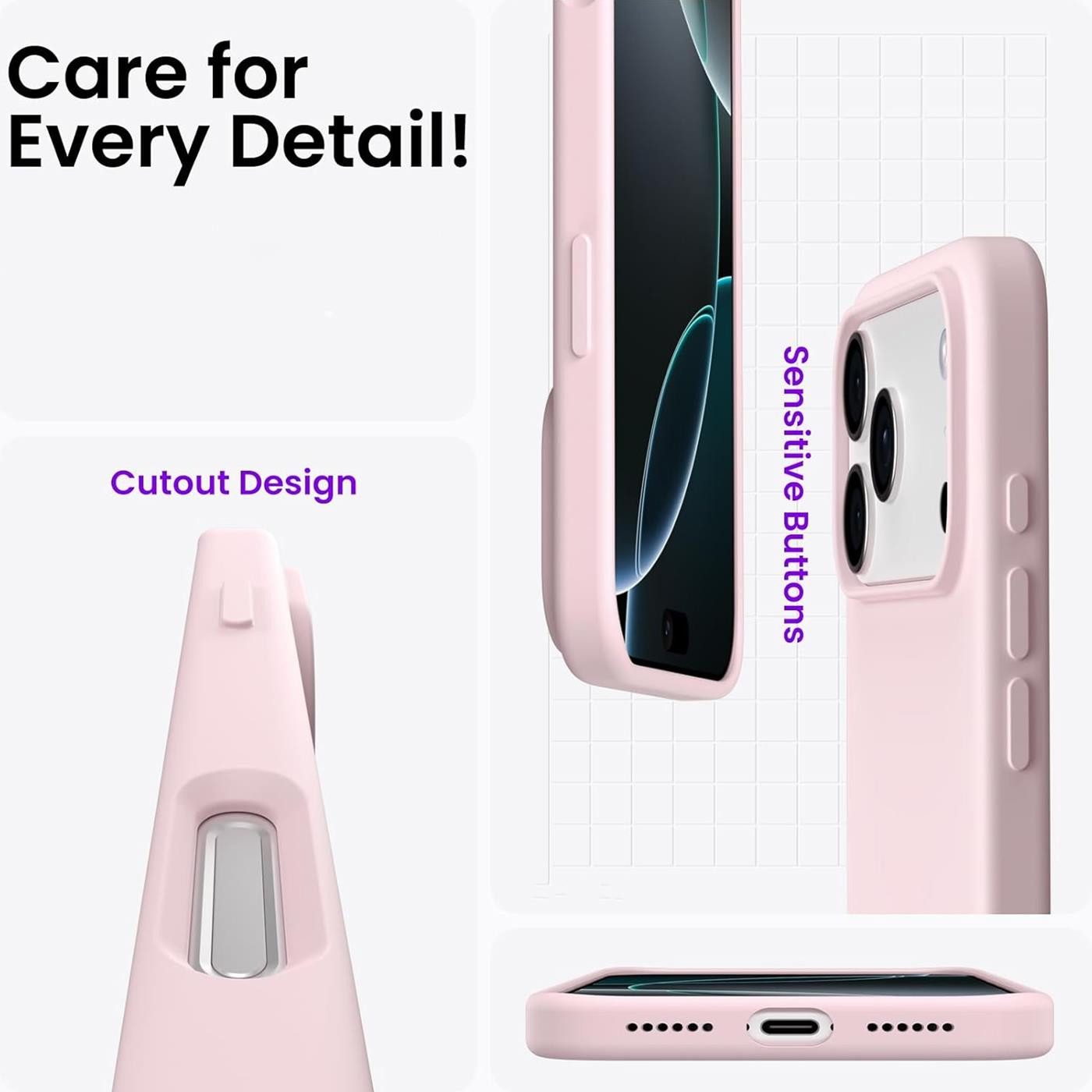 CoolGadget Handyhülle Silikon Case für das iPhone 17 Pro Slim TPU Cover, Weiche Schutz Hülle mit Innen Fleece aus Stoff Handy Tasche – Bild 5 von 5