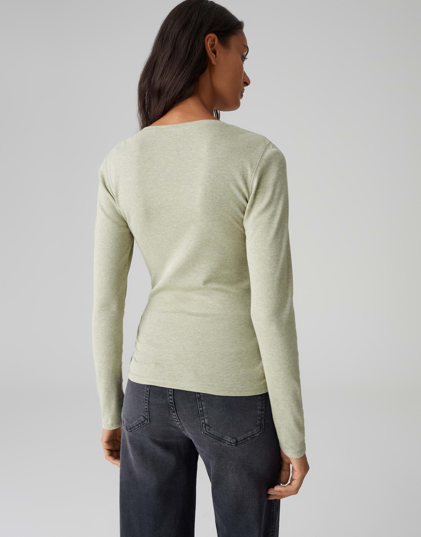 OPUS Langarmshirt SORANA aus BCI Cotton Mix figurbetont geschnitten, weicher Griff, weiter Rundhalsausschnitt