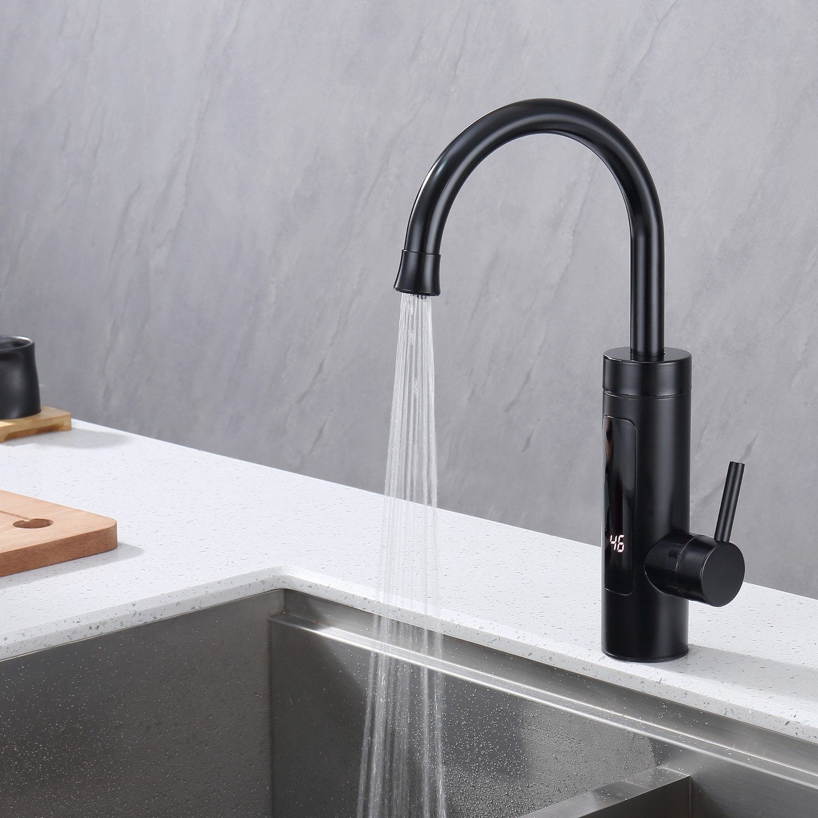 HOMELODY Küchenarmatur mit durchlauferhitzer,Spültischarmatur küche,küchenarmatur edelstahl Elektrische Durchlauferhitzer,Smart Heater Wasserhahn 360° drehbar