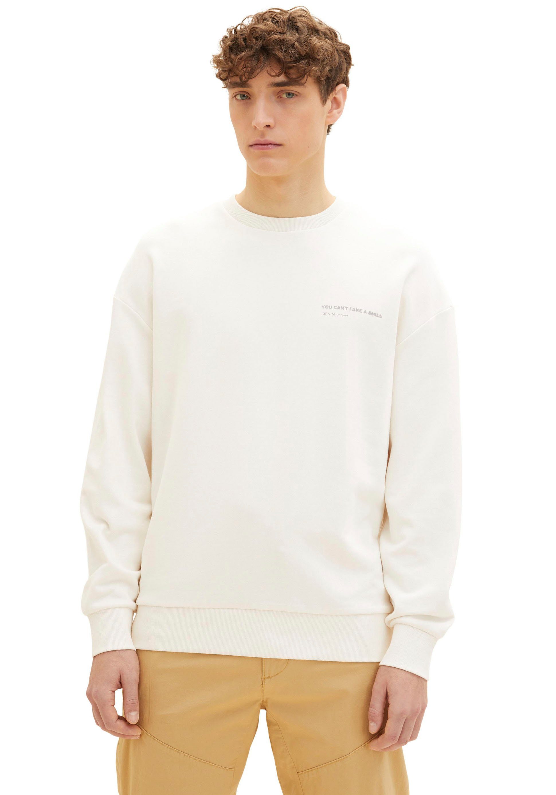 TOM TAILOR Denim Sweatshirt mit modischem Rückenprint wollweiß | Sweatshirts