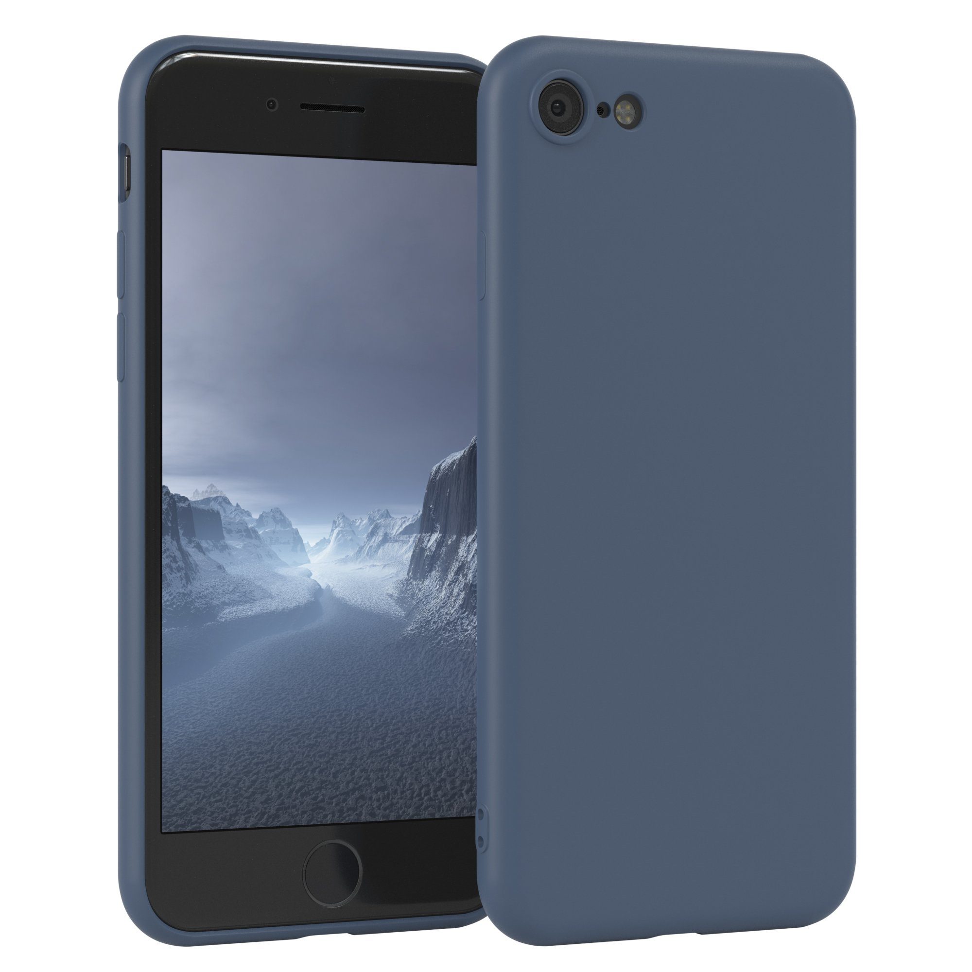 EAZY CASE Handyhülle für Apple iPhone SE 2022/2020 iPhone 8/7 Hülle Silikon 4,7 Zoll, Handy Softcase mattierte Silikonhülle Back Cover Soft Blau / Petrol