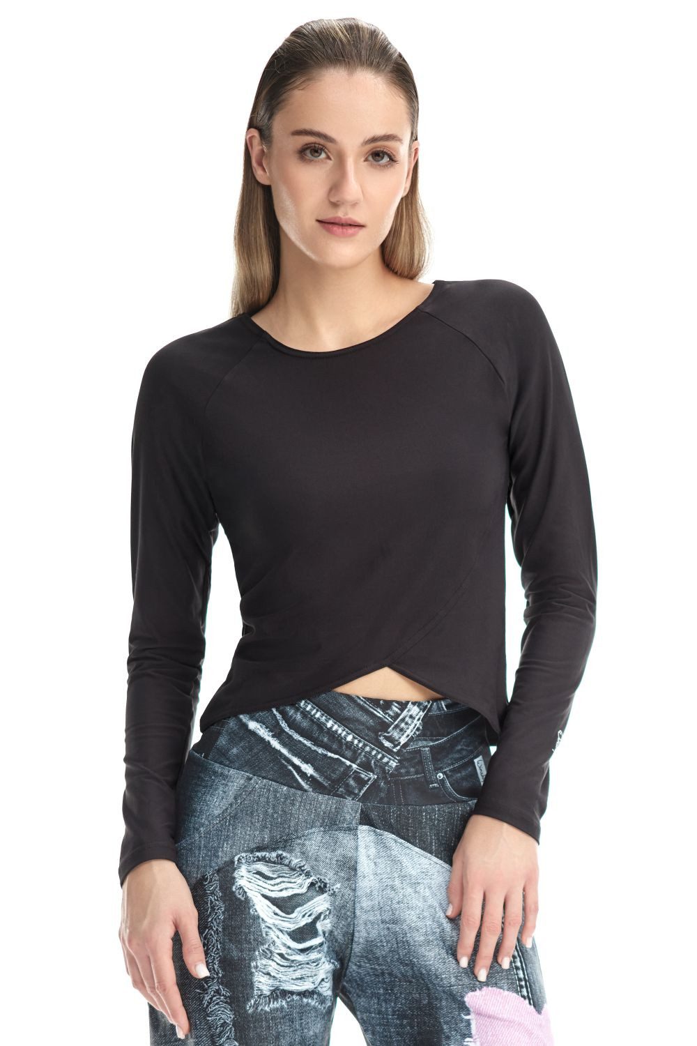 Winshape Langarmshirt Cropped Functional Light and Soft Overlap-Applikation
