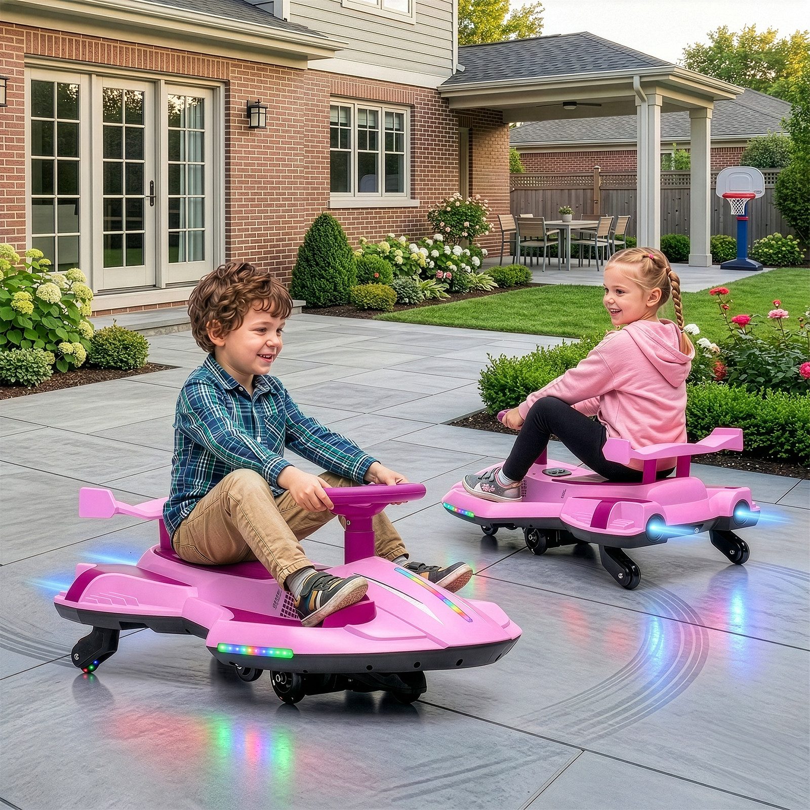 LALAHO Elektro-Kinderauto Elektroroller mit Sprühfunktion 35W 12V 4,5Ah