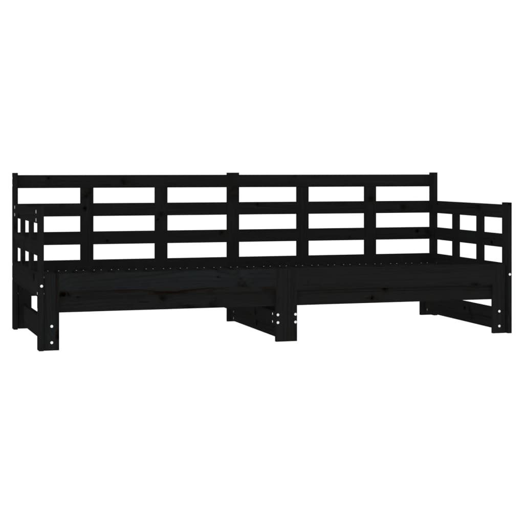 Vidaxl Tagesbett Ausziehbar Schwarz Massivholz Kiefer 2x(90x190) Cm günstig online kaufen