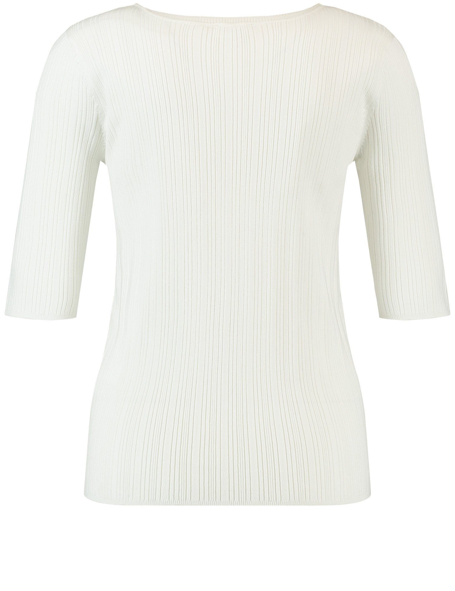 3/4 Arm-Pullover aus WEBER Halbarmshirt feinem Off-white Rippstrick GERRY