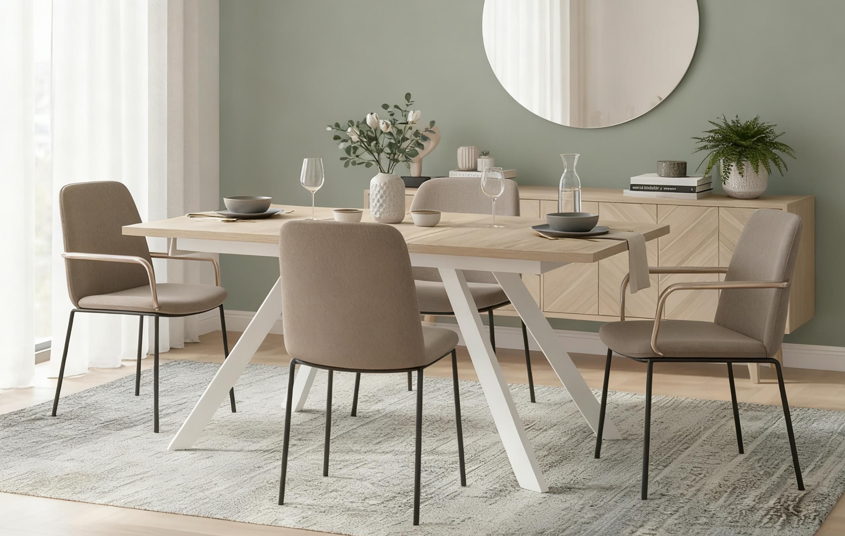 B&D home Esstisch LARS, Metallgestell schwarz oder weiß, ausziehbar 120-160cm, 4-6 Personen