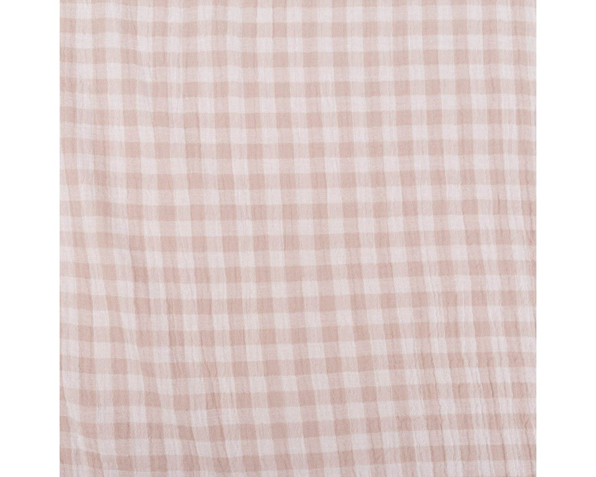 Thumbnail - SCHÖNER LEBEN. Stoff Musselin Stoff Double Gauze Vichy-Karo beige weiß 1,30m Breite, atmungsaktiv