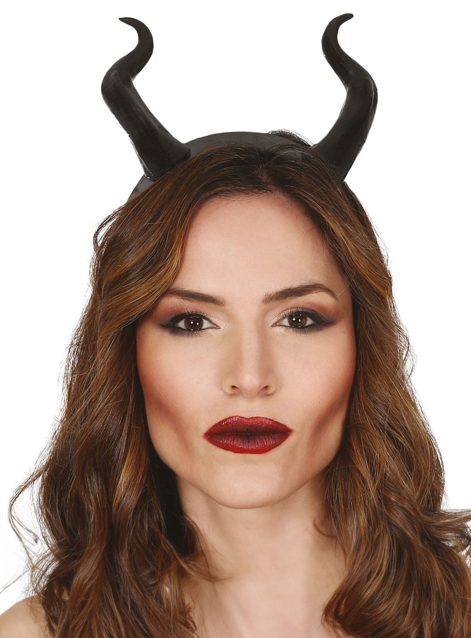 Metamorph Kostüm Dunkle Fee Hörner Haarreif Halloween Kostüm Damen, Geschwungene, schwarze Hörner zum einfachen Aufsetzen