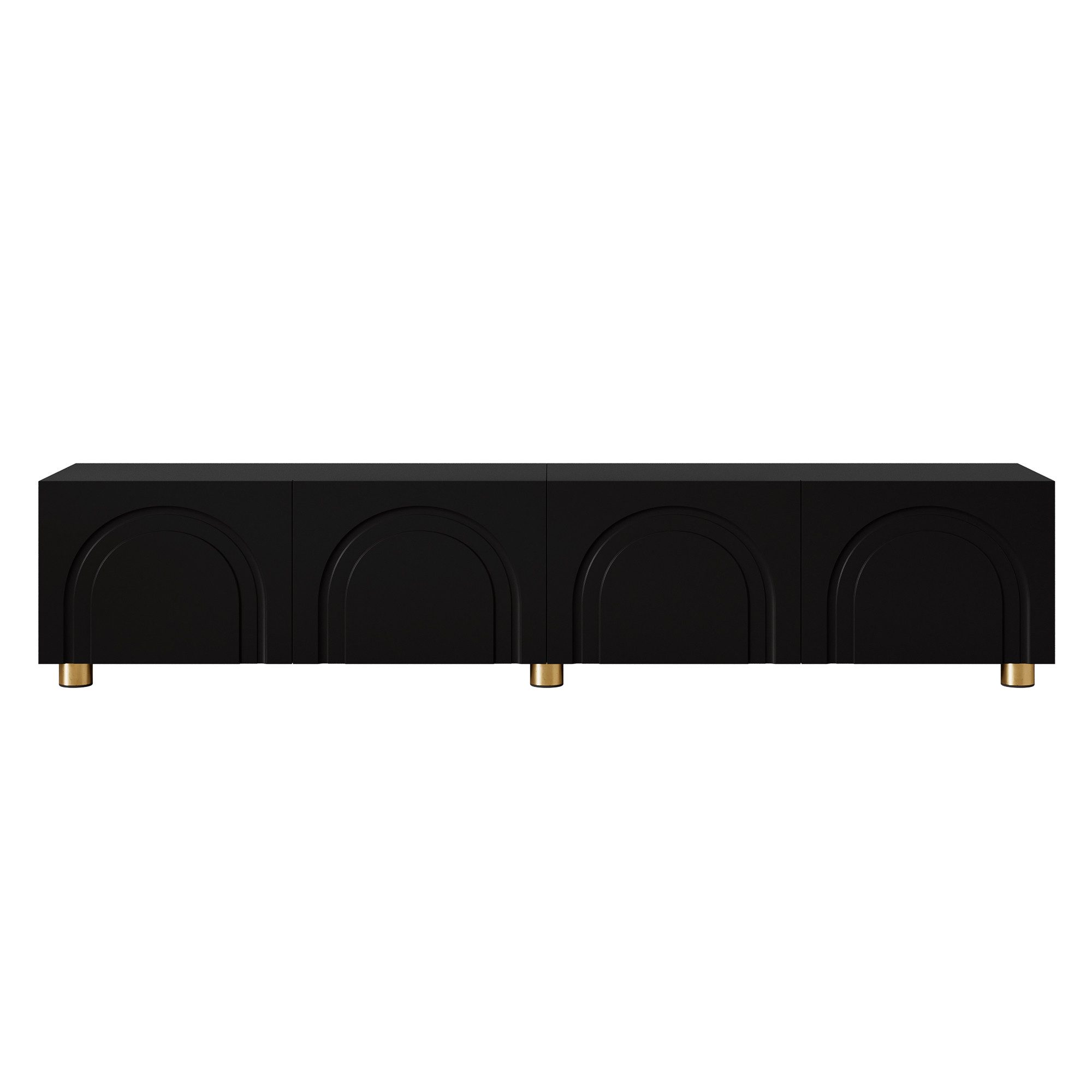 Merax Lowboard mit Bogenrelief und Metallfüßen (180 x 35 x 40 cm (L x B x H), 1 St), TV-Board TV-Schrank mit 4 Türen & großem Stauraum – Bild 5 von 5