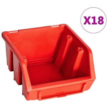 vidaXL Werkzeugbox 32-tlg. Sichtlagerkasten-Set mit Wandhalterung Rot und Schwarz (32 St)