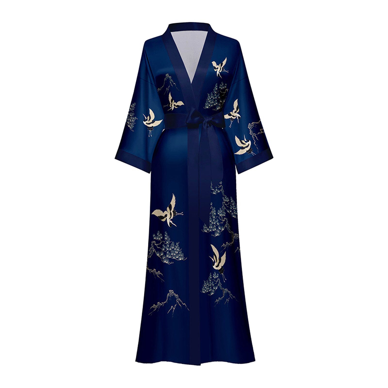 Vivi Idee Morgenmantel Bademantel Schlafmantel kimono lang leicht satin Sau günstig online kaufen