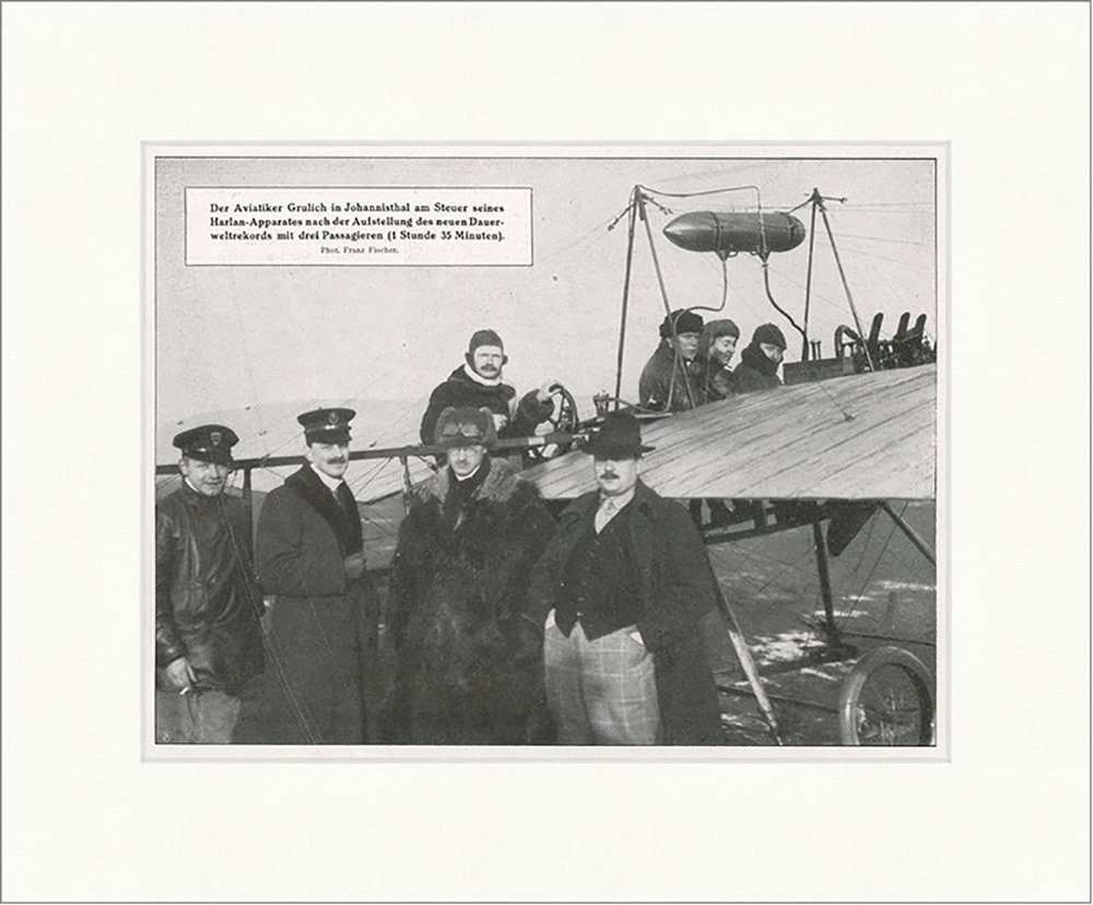 Kunstdruck Der Aviatiker Grulich in Johannisthal Harlan-Apparat Fliegen F_Vintage