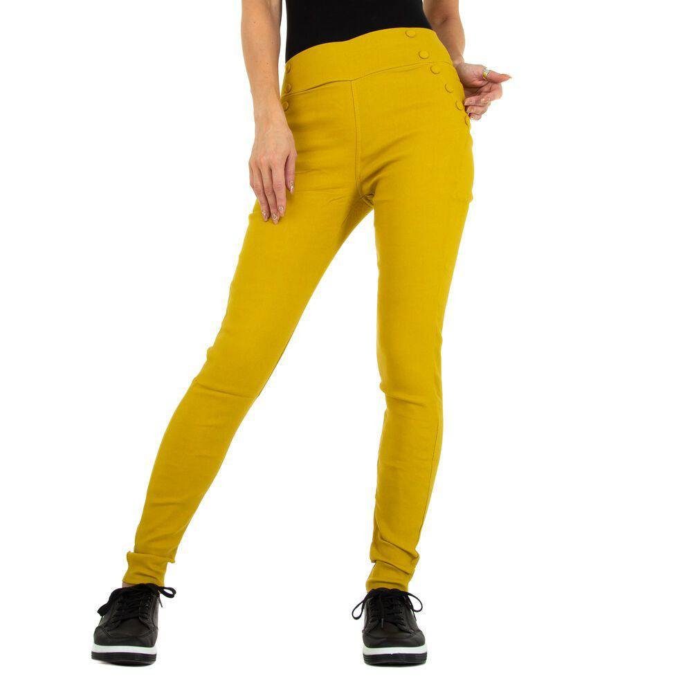 Damen Hosen Ital-Design Röhrenhose Damen Freizeit Thermo Skinny-Hose in Gelb