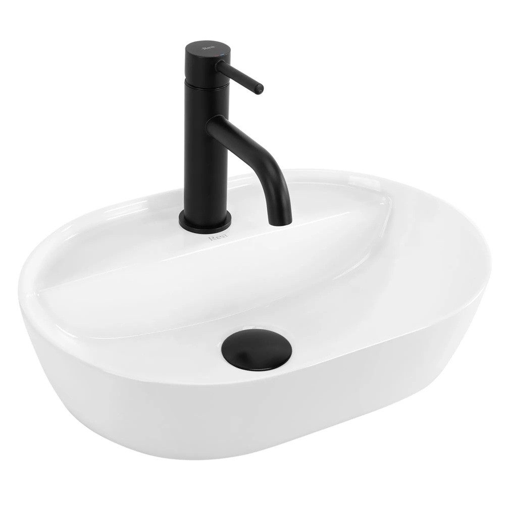 wohnwerk.idee Aufsatzwaschbecken Waschbecken Waschtisch Weiß mit Hahnloch Klein Günstig Gäste WC