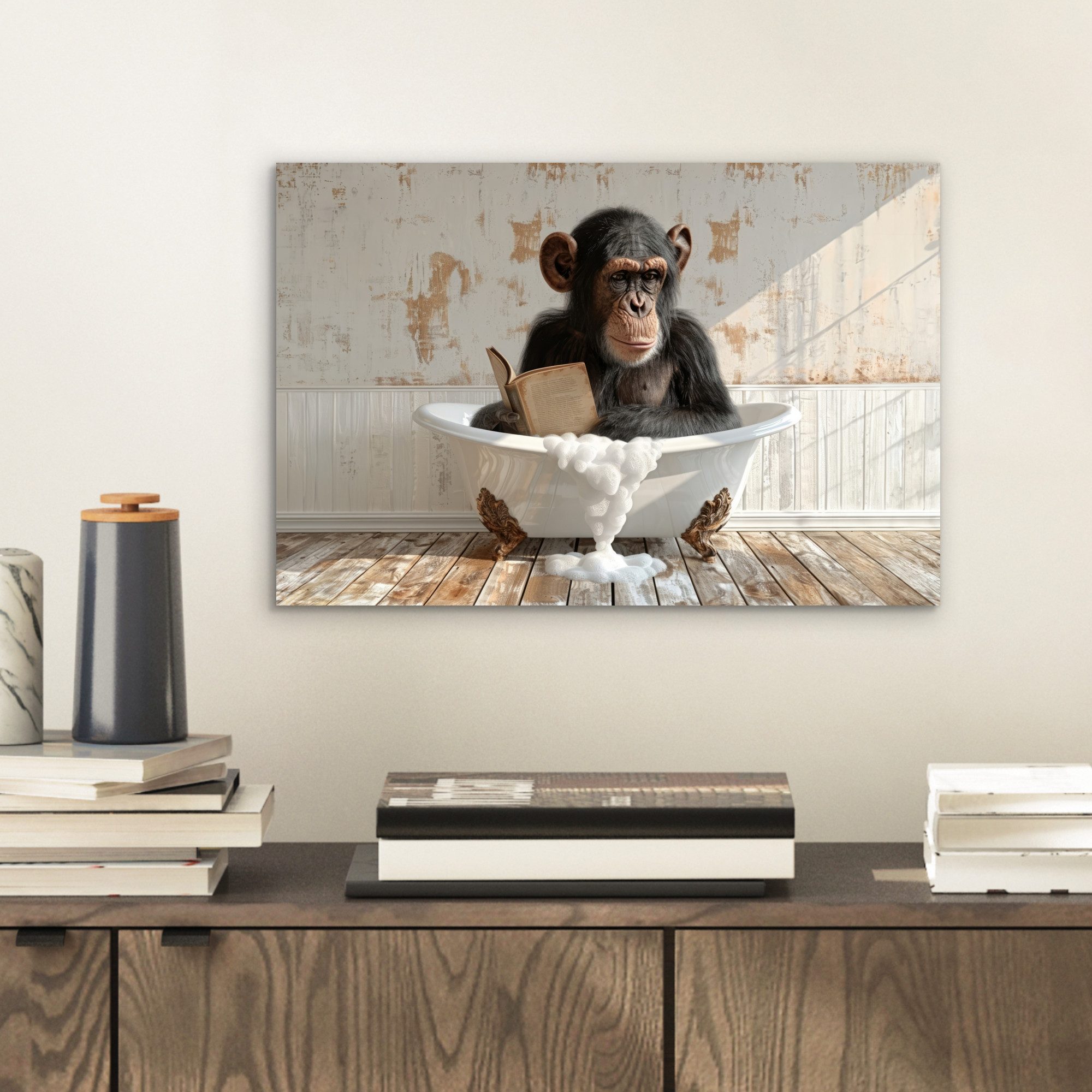 MuchoWow Metallbild Vintage - Affe - günstig online kaufen