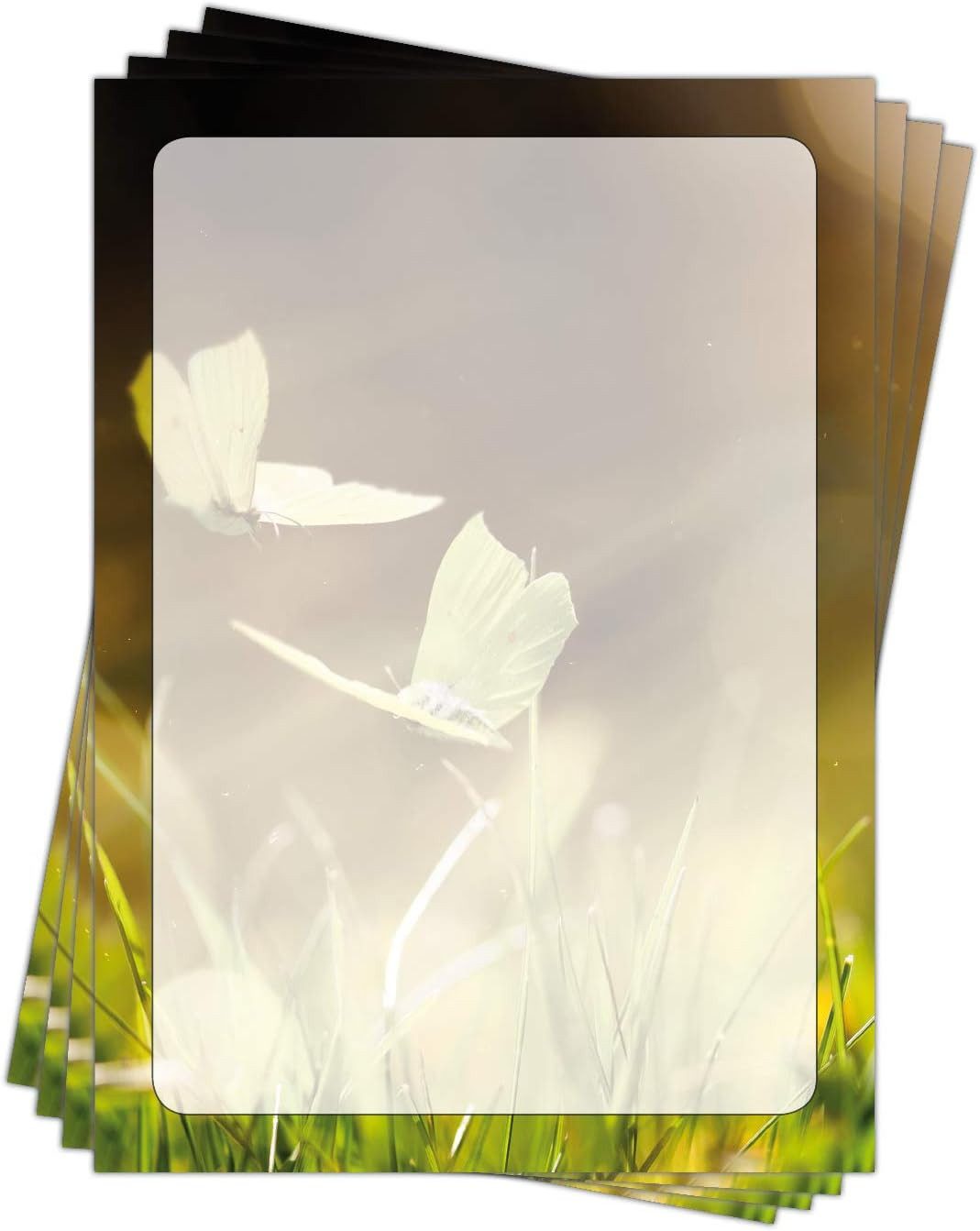 Briefpapier Motivpapier Schmetterlinge und Blumen DIN A4, gut beschreibbar