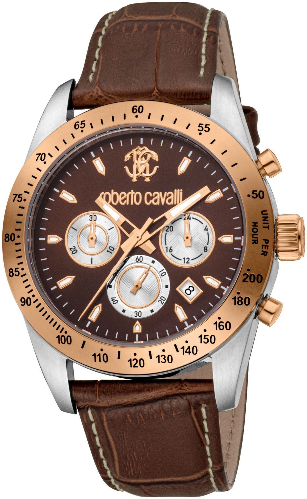 roberto cavalli Chronograph Uomo Chrono RC5G046L1035, Quarzuhr, Armbanduhr, Herrenuhr, Lederarmband, analog, Tag