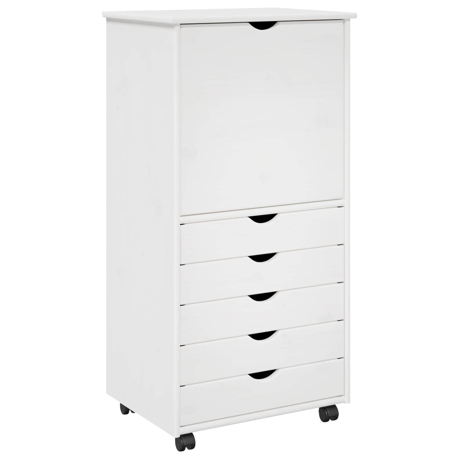vidaXL Schranksystem Rollschrank Mit Rad Weiß 53 x 39 x 103 cm Massivholz Kiefer (1-St)