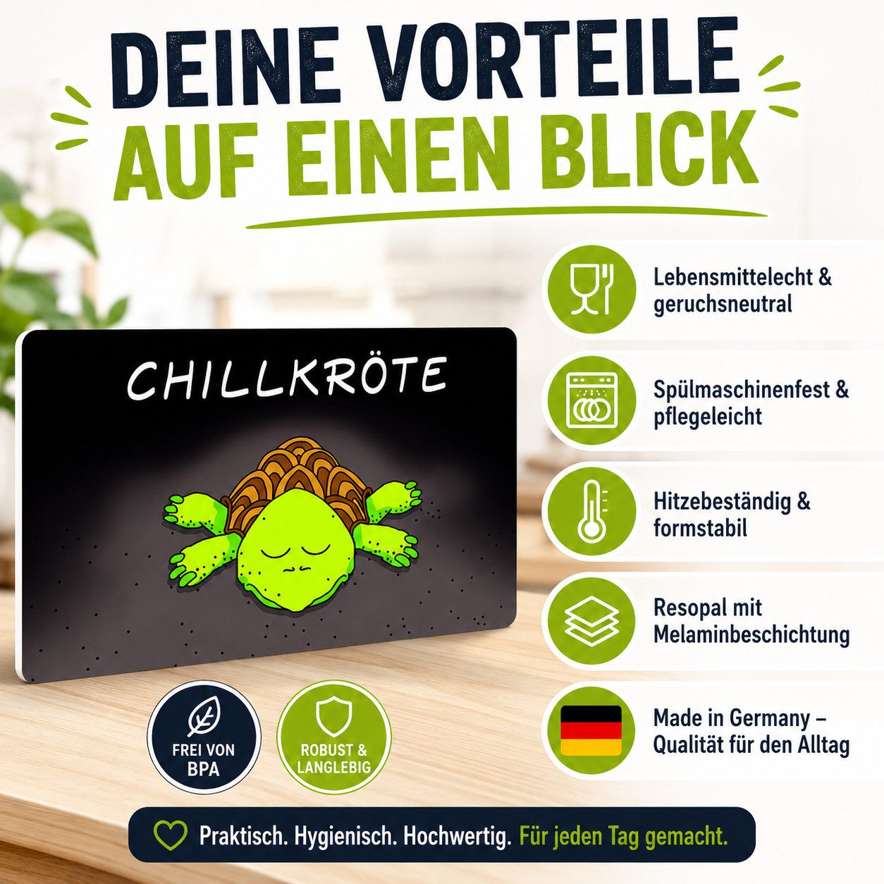 PPD Frühstücksbrett Frühstücksbrettchen aus Resopal - Chillkröte, Resopal