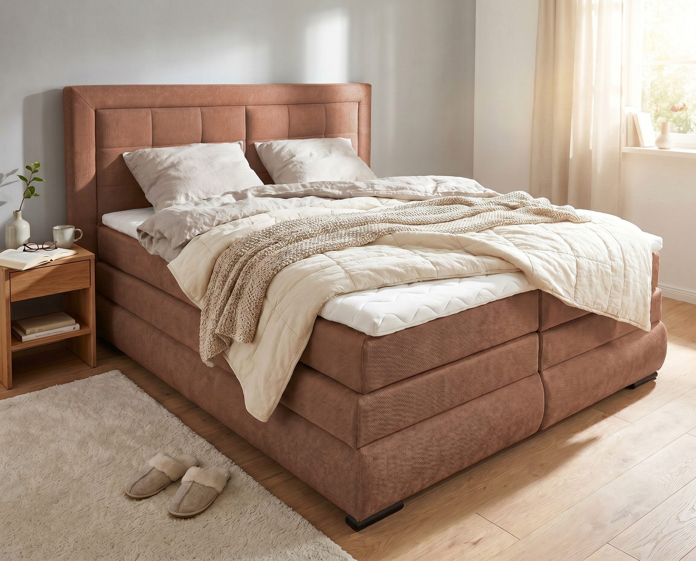 OTTO home Boxspringbett MIVVA inkl. Bettkasten & Topper, Komfortliegehöhe: 67cm, Breite: 180cm, in H3, H4 oder Hmix H3/H4, wahlweise mit oder ohne LED-Leuchten
