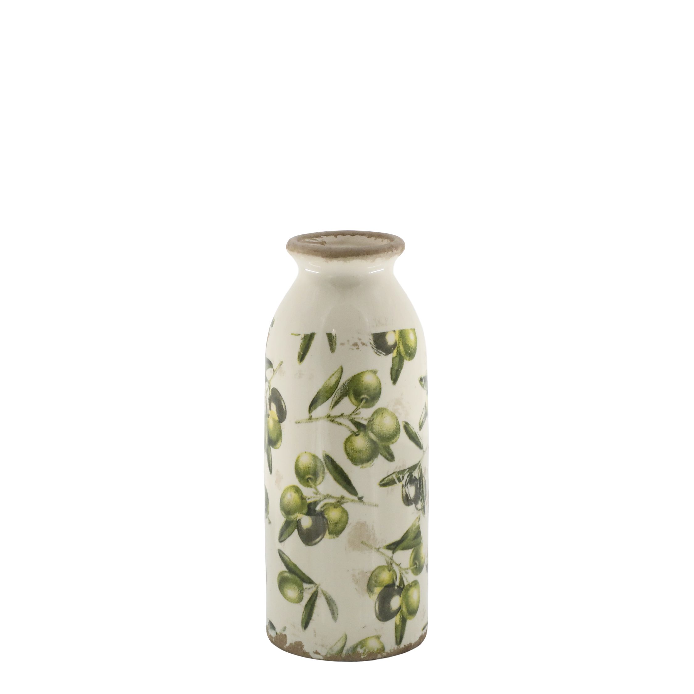 Tischvase Chic Antique Vintage Olive Flasche mit Olivenmuster H20 cm