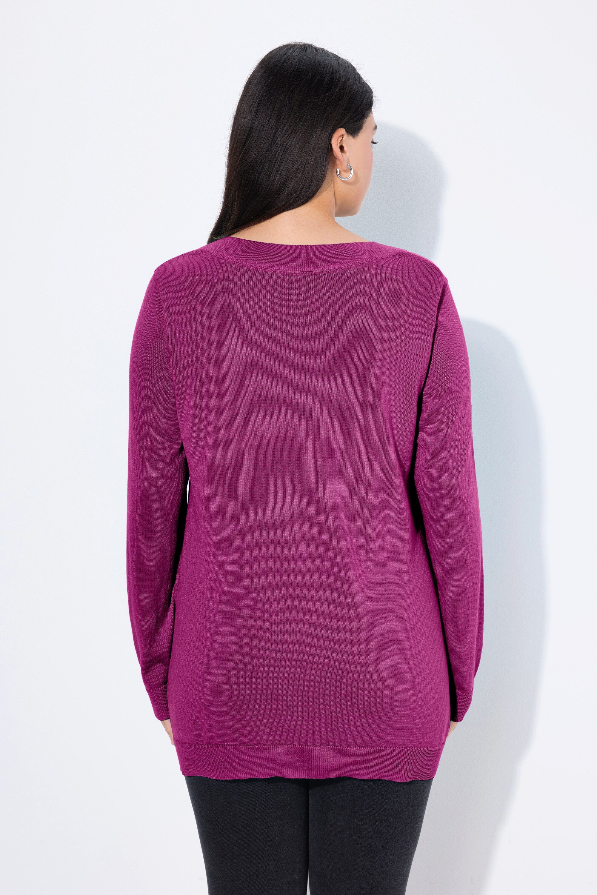 Ulla Popken Strickpullover Pullover V-Ausschnitt Langarm weicher Feinstrick