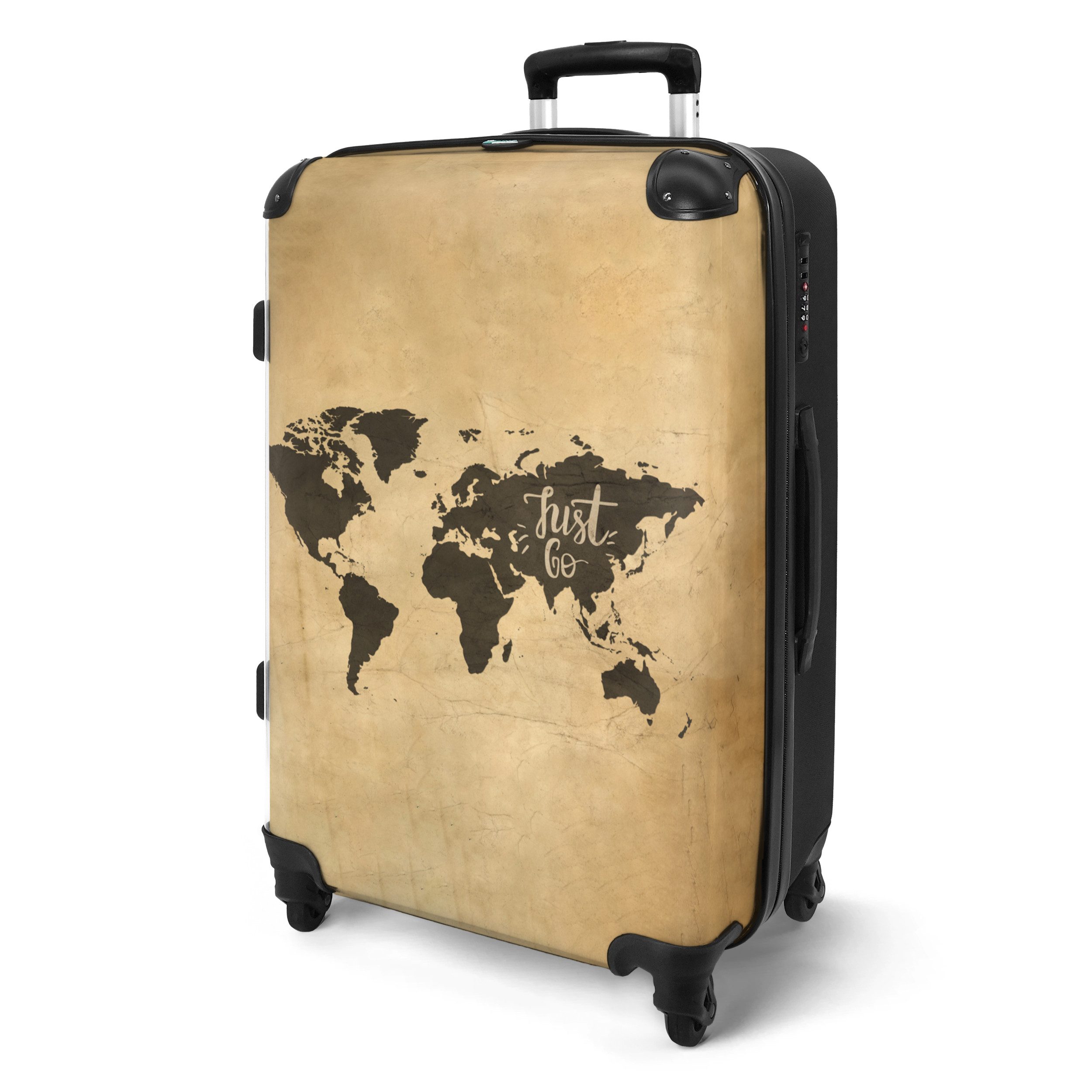 NoBoringSuitcases.com© Hartschalen-Trolley Weltkarte - Vintage - günstig online kaufen