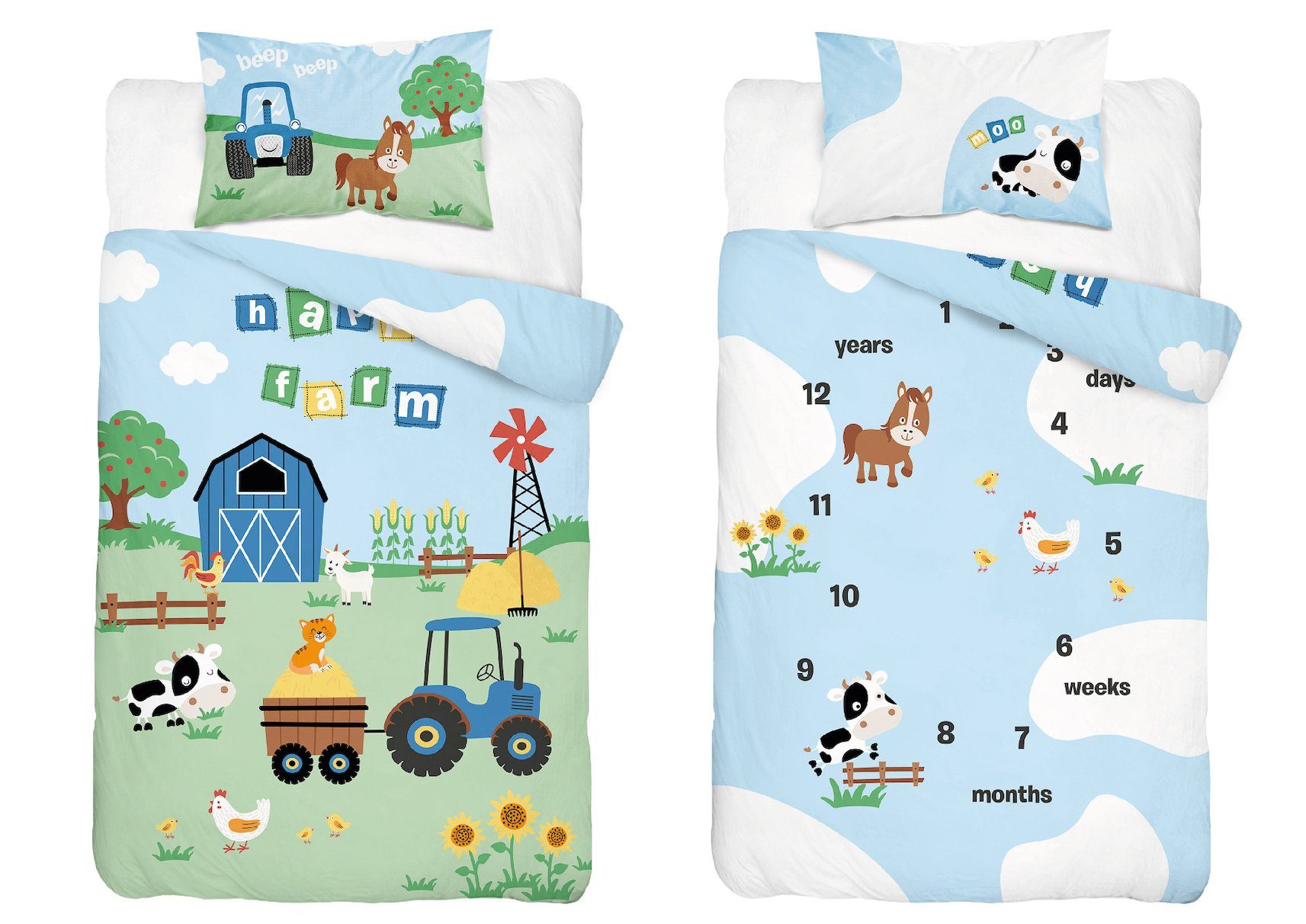 Häßler Homefashion Babybettwäsche Traktor blau Bauernhof 100% Baumwolle Grö günstig online kaufen