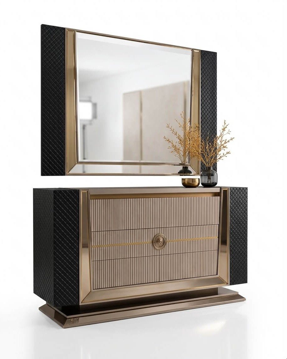 Xlmoebel Anrichte Luxuriöser Schminktisch mit Spiegel und modernem Design (1 St., 1-tlg)