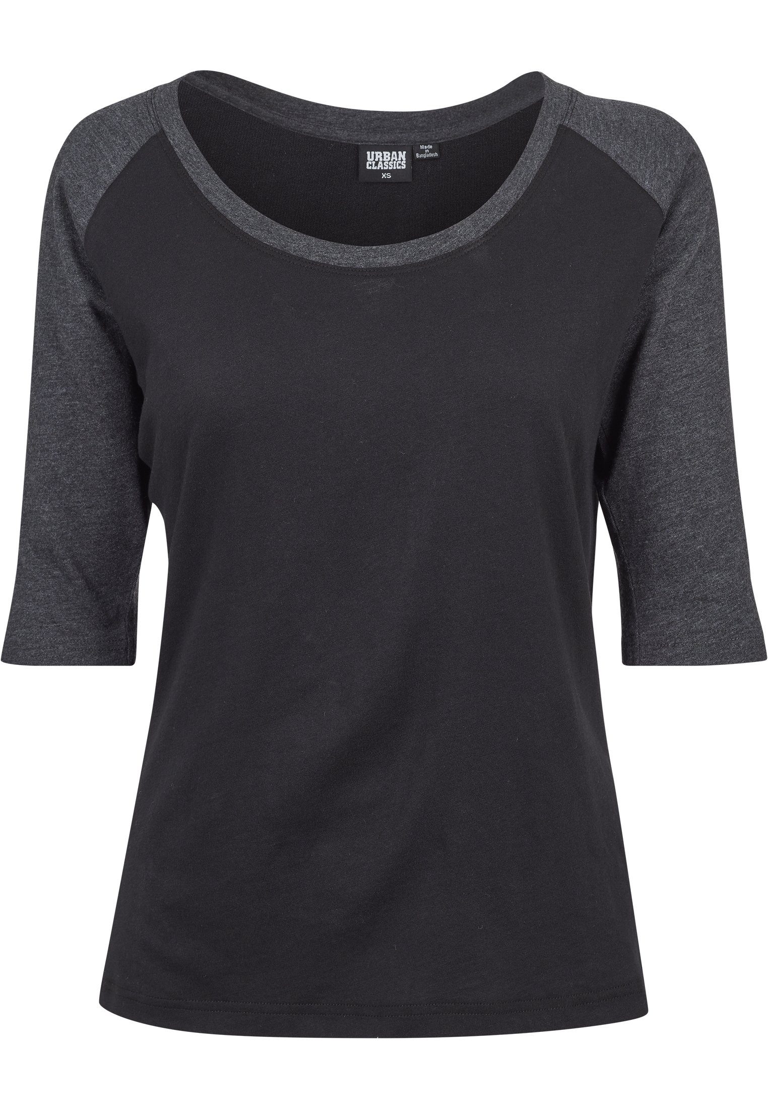 Damen Contrast black/charcoal URBAN CLASSICS Raglan Ladies Tee Kurzarmshirt (1-tlg) 3/4