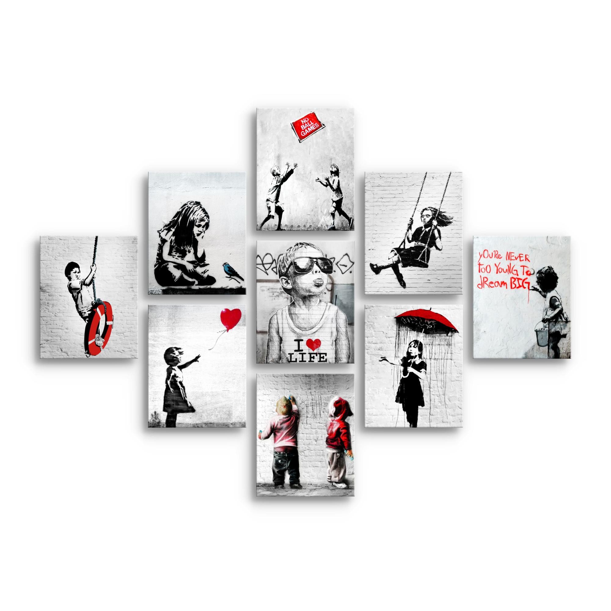 Novart Wandbild Wandbilder Banksy Collage Street Art Wohnzimmer Loft, Kinde günstig online kaufen