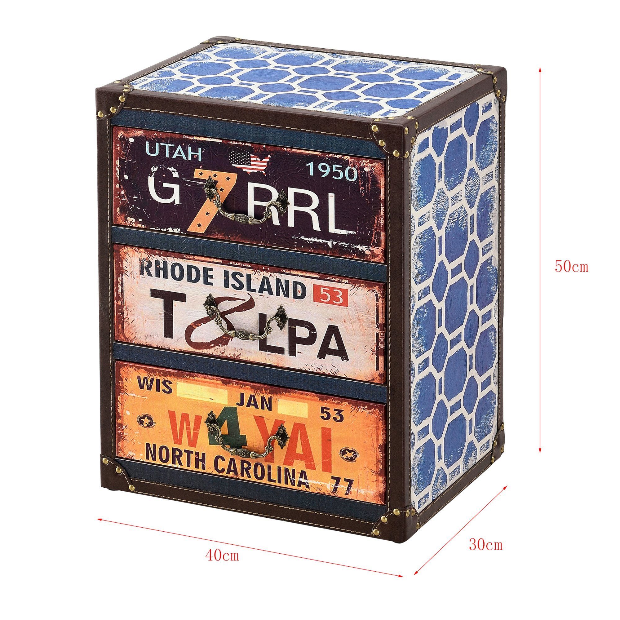 en.casa Kommode, »United States« Schubladenschrank Flurregal mit 4 Schubladen bunt