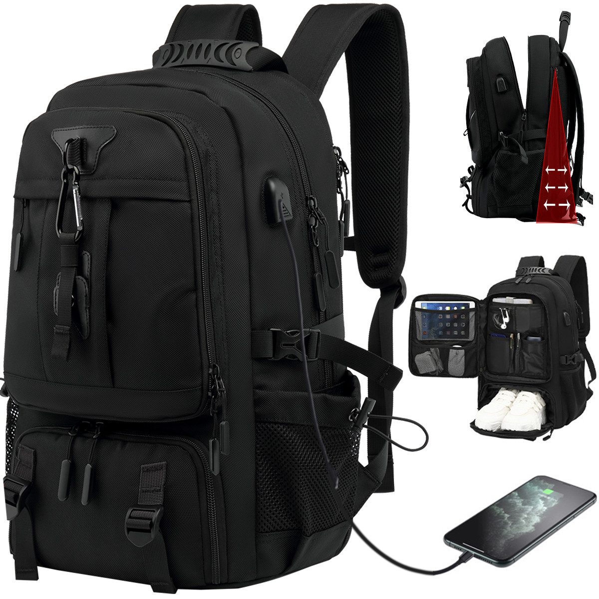 NULSTA Laptoprucksack Rucksack Handgepäck Groß Erweiterbarer günstig online kaufen