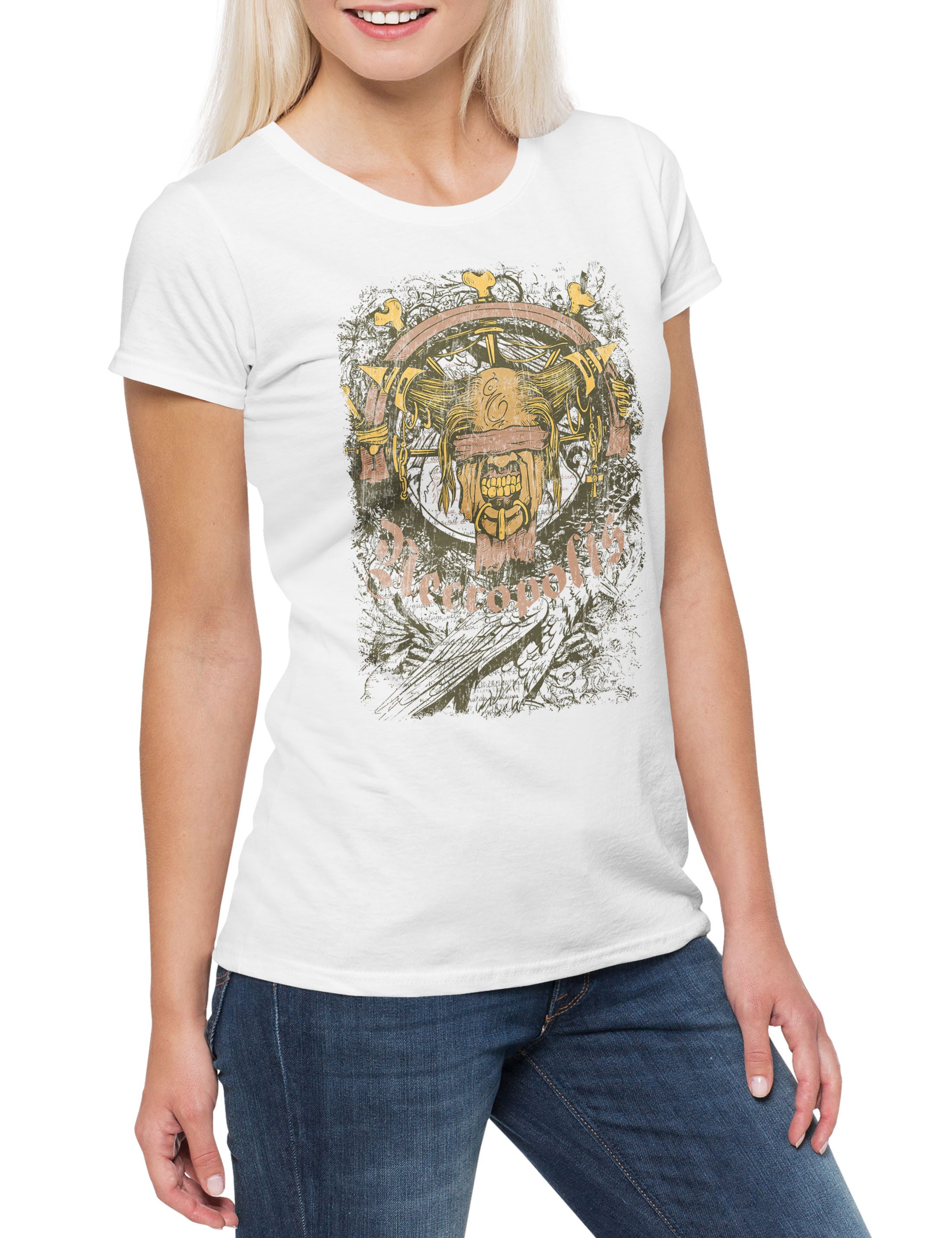 Print-Shirt Necropolis II Damen T-Shirt Nekropole Zombie Zombies The Dead Cemetery
