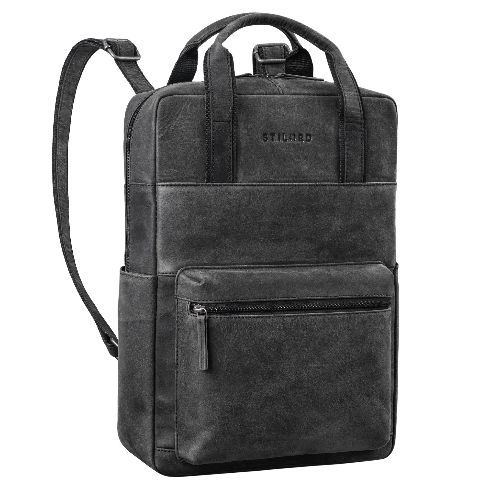 STILORD Notebookrucksack "Lilo" Großer Echtleder Rucksack Damen mit Laptopfach 15,6 Zoll