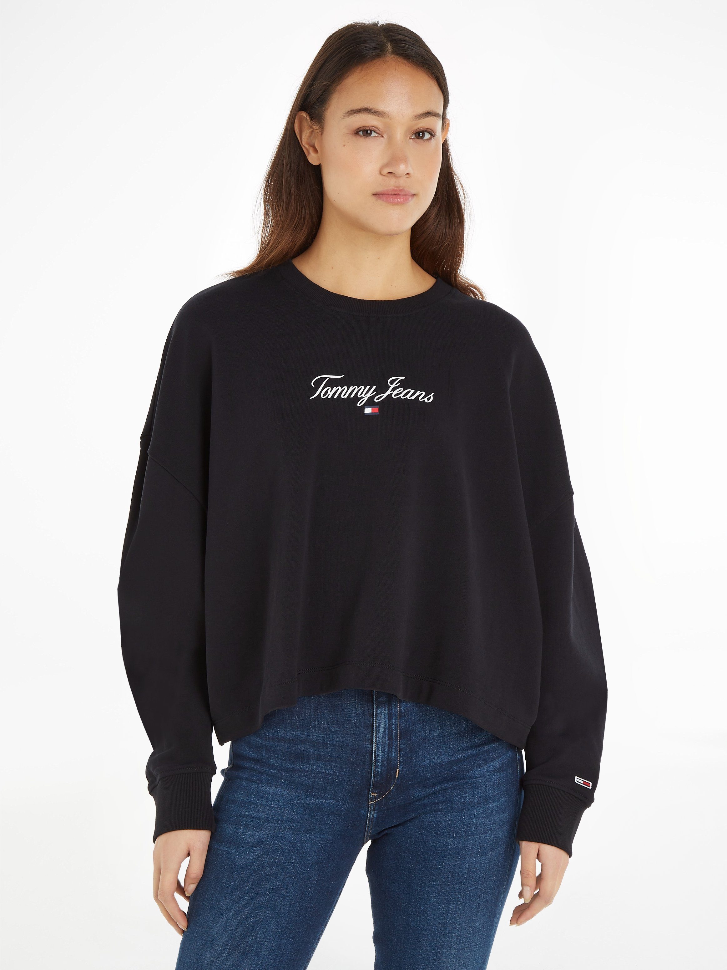 Tommy Jeans Curve Sweatshirt TJW CRV ESSENTIAL LOGO 1 CREW PLUS SIZE CURVE,mit Tommy Jeans Logo-Schriftzug & Flag