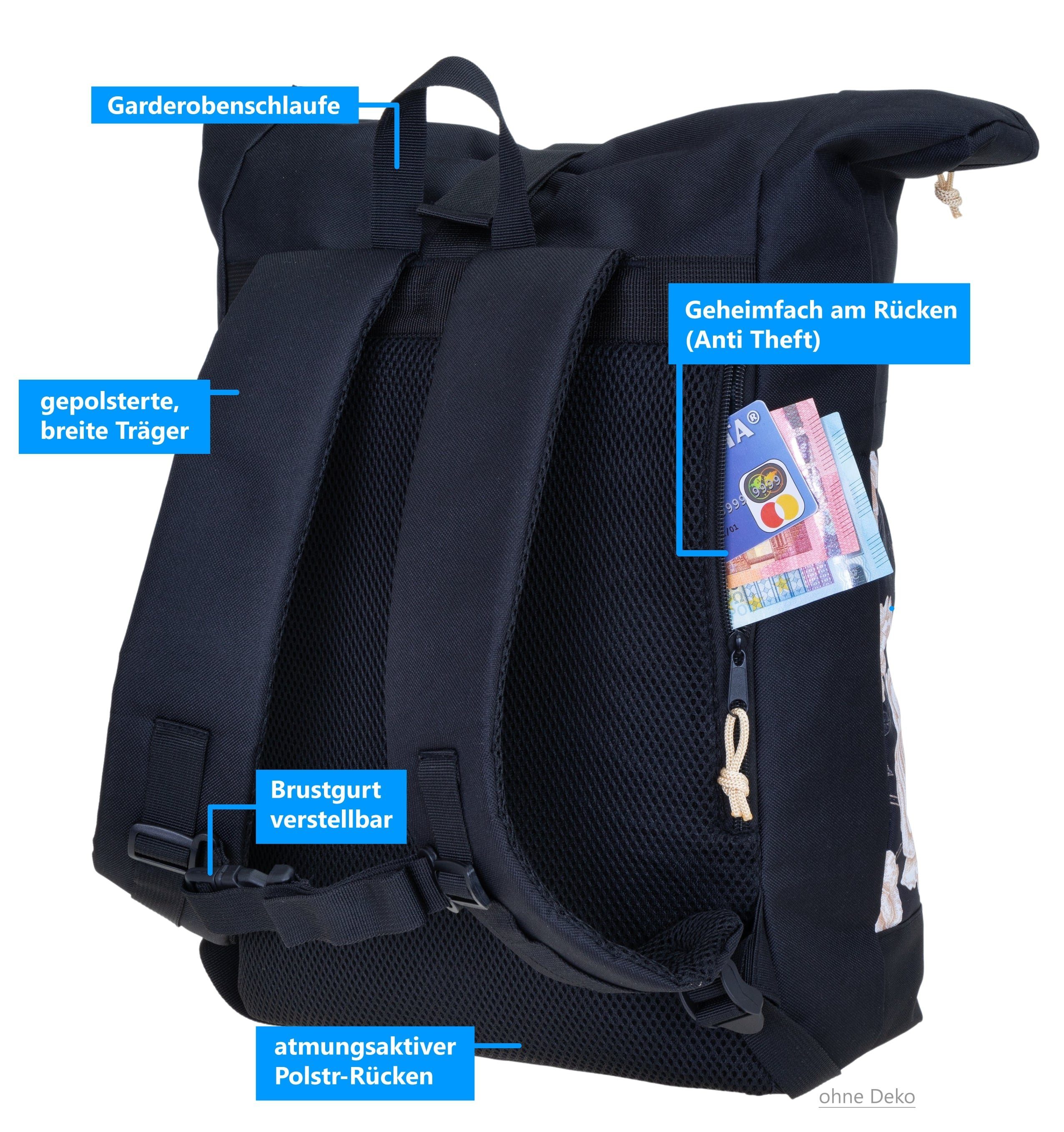 ELEPHANT Rucksack Damen Freizeitrucksack A4 groß 13038, Laptop Tasche Travel Geheimfach Daypack large + Trinkflasche