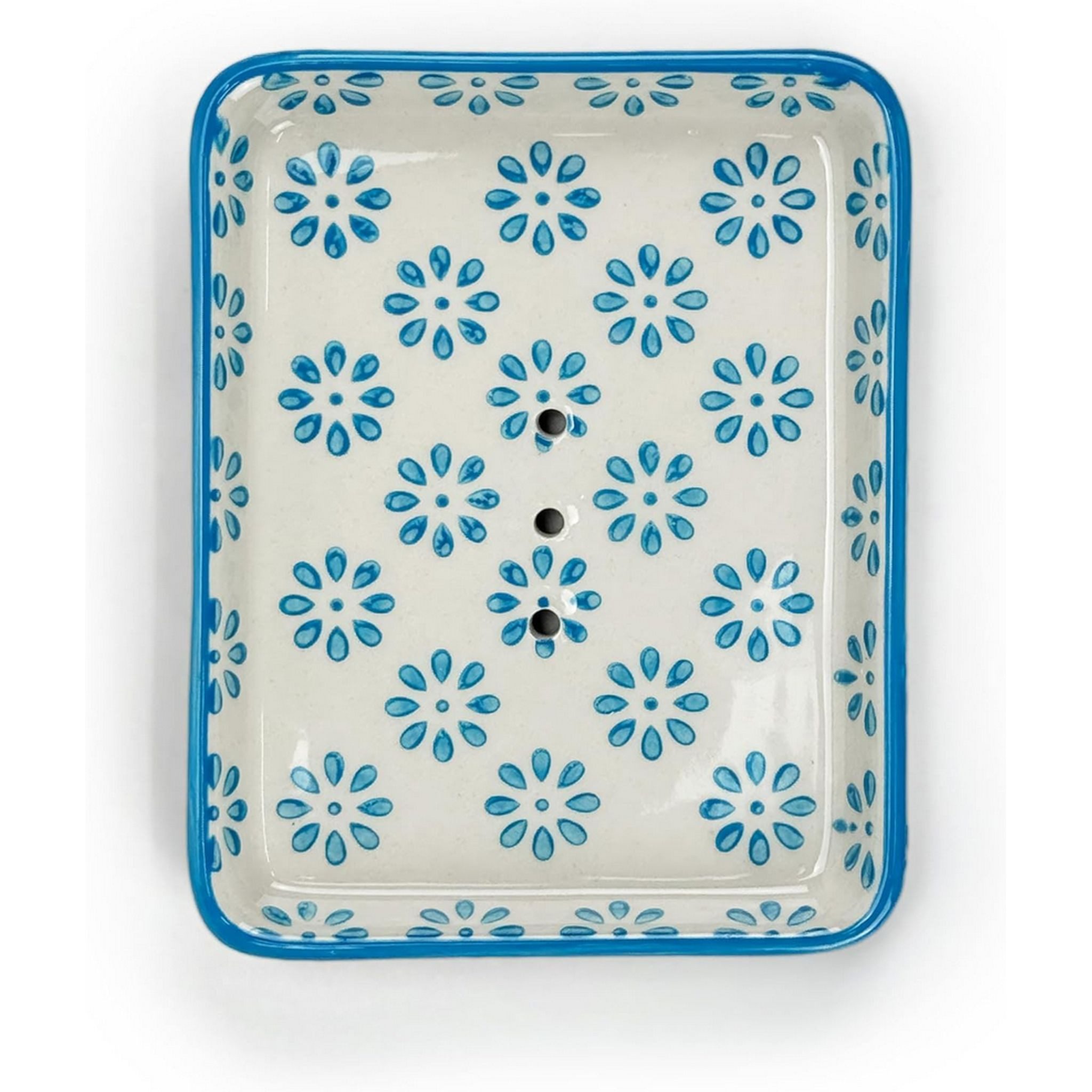 Parusia Seifenschale Parusia Seifenschale Blüten hellblau – dekorative Keramik-Seifenschale