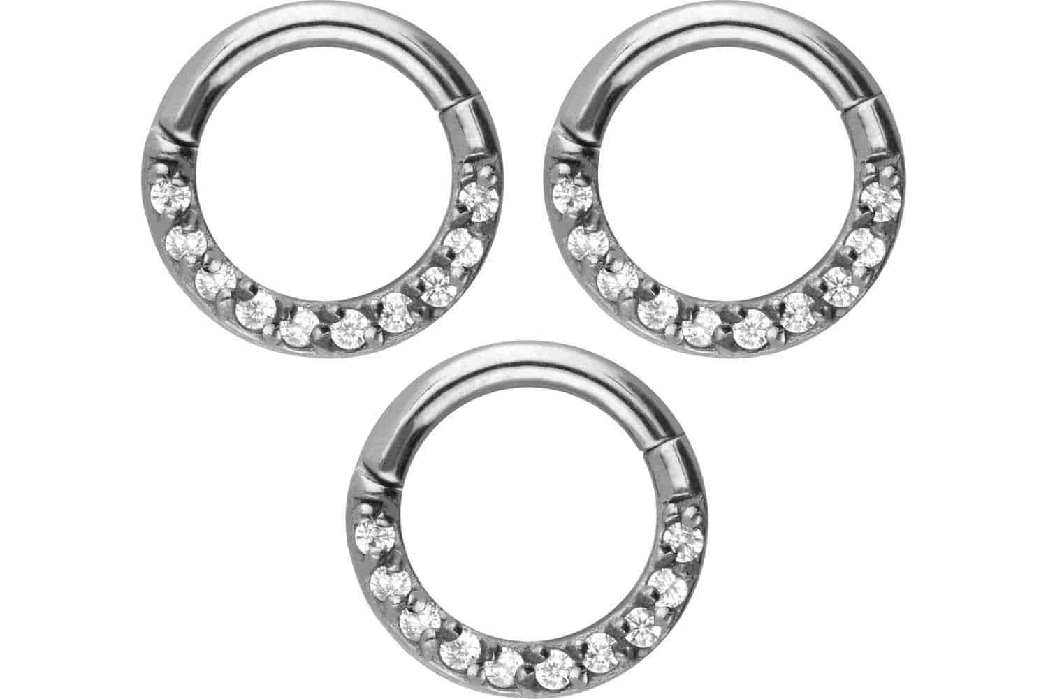 Piercing-Set SET Chirurgenstahl Segmentring Clicker EINGEFASSTE KRISTALLE