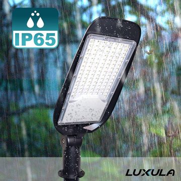 LUXULA LED Flutlichtstrahler LED-Straßenleuchte, 100 W, 11700 lm, 5000 K (neutralweiß), IP65, TÜV, LED fest integriert, Tageslichtweiß, neutralweiß, Stoßfest, Spritzwassergeschützt