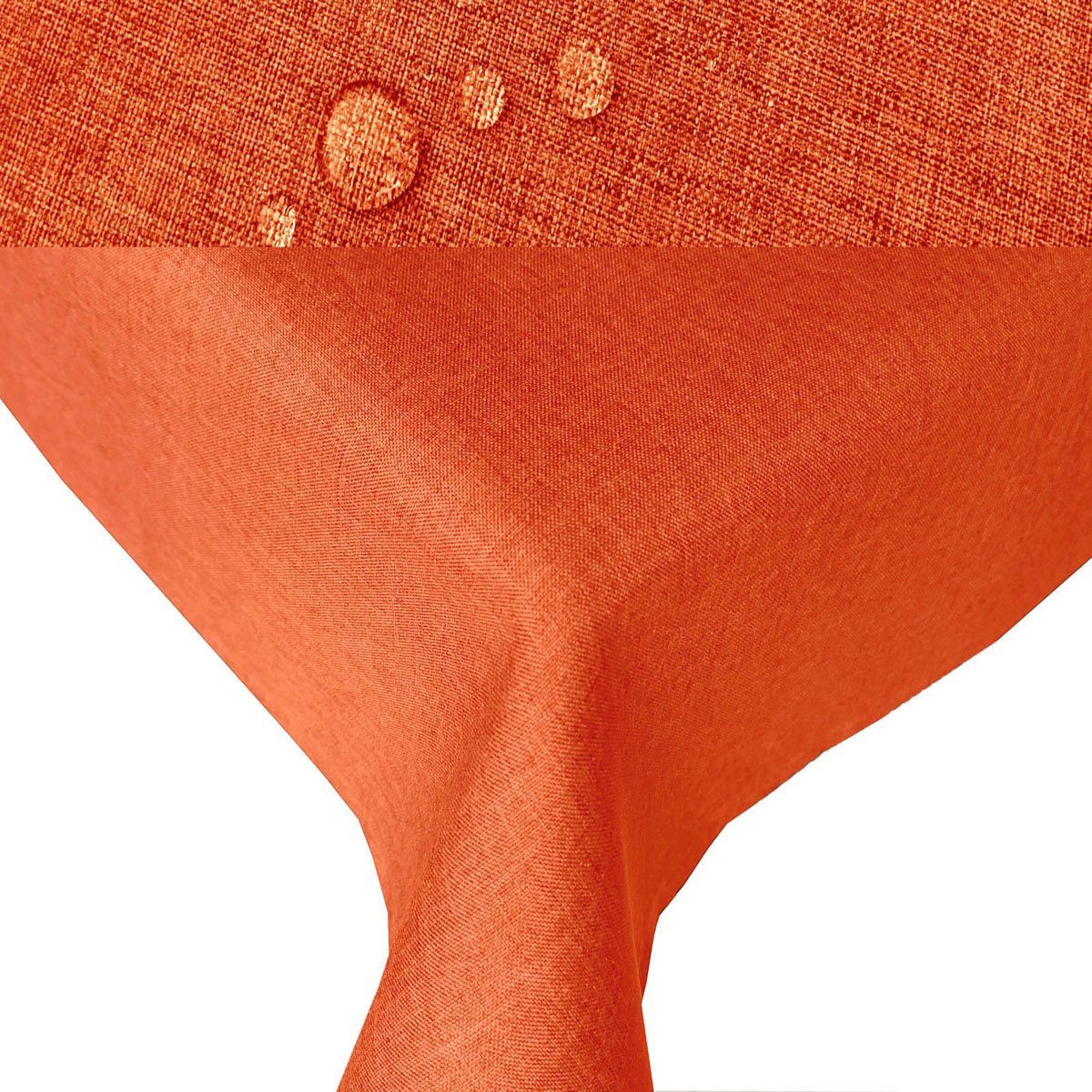 BRILLIANT First-Tex Tischdecke, Tischdecke Leinenoptik Lotuseffekt abwaschbar mit gerader Saumkante 90x90 eckig in terracotta/orange
