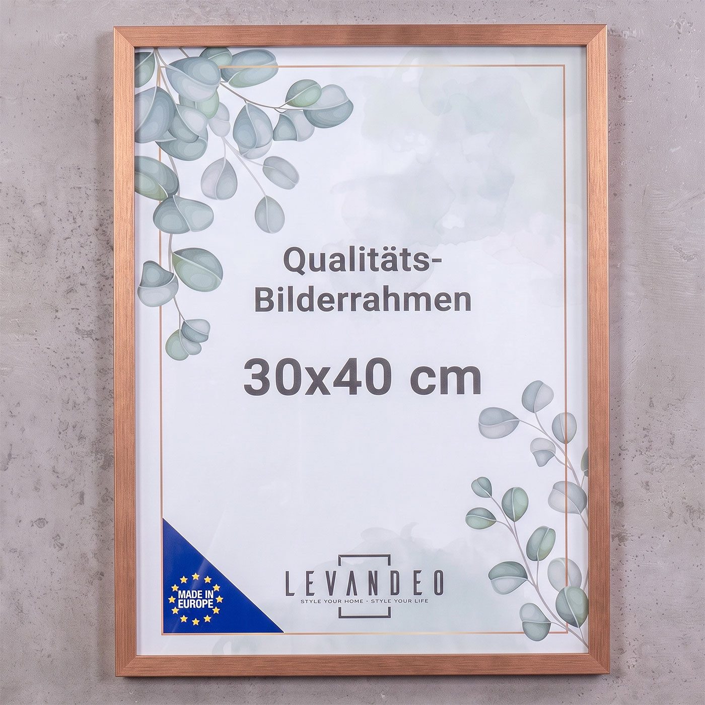 Levandeo® Bilderrahmen, Bilderrahmen 30x40 cm Kupfer MDF Holz Fotorahmen Posterrahmen Wanddeko