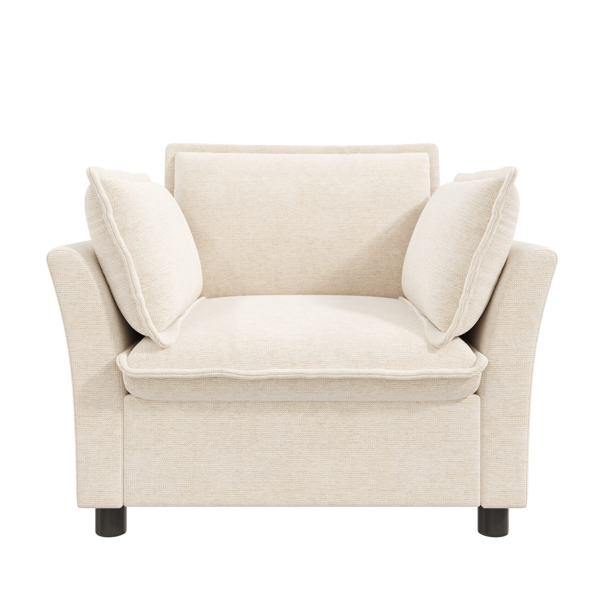 Merax Sessel moderner Relaxsessel aus Chenille (90×81×87 cm, 1-St), Einzel-Sessel mit Armlehnen & Kissen, Lounge- & Lesesessel – Bild 5 von 5