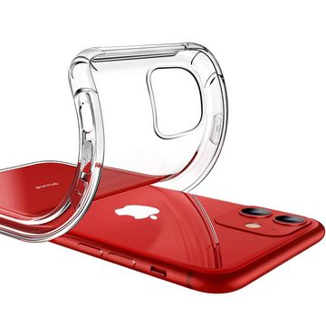 CoolGadget Handyhülle Transparent als 2in1 Schutz Cover Set für das Apple iPhone 11 6,1 Zoll, 2x 9H Glas Display Schutz Folie + 1x TPU Case Hülle für iPhone 11