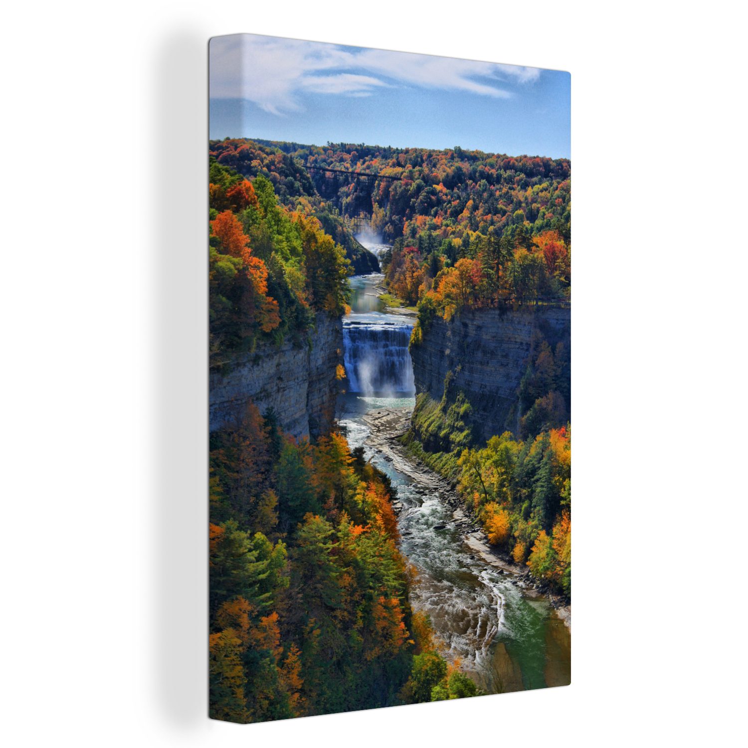 OneMillionCanvasses® Leinwandbild Amerika - Wasserfall - Natur, (1 St), Leinwandbild fertig bespannt inkl. Zackenaufhänger, Gemälde, 20x30 cm