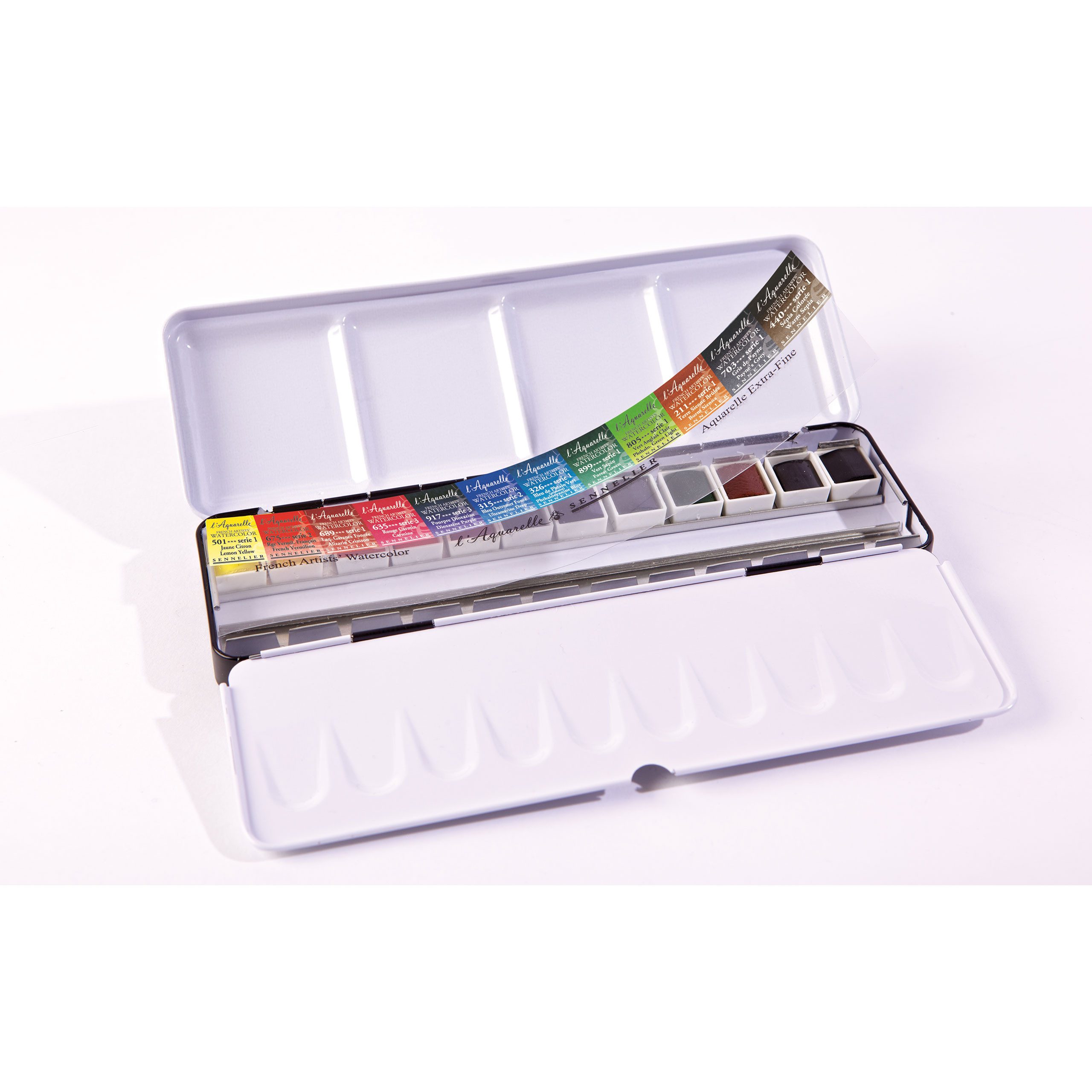 SENNELIER Aquarellfarbe Aquarellfarbe - Set mit 12 halben Naepfchen N131613 Metallkasten