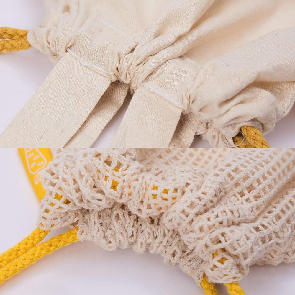 Lumaland Einkaufsbeutel 100% Baumwolle - 4er-Set, 100% pflanzlich ohne Plastik und ohne Einlaufen nach Waschen