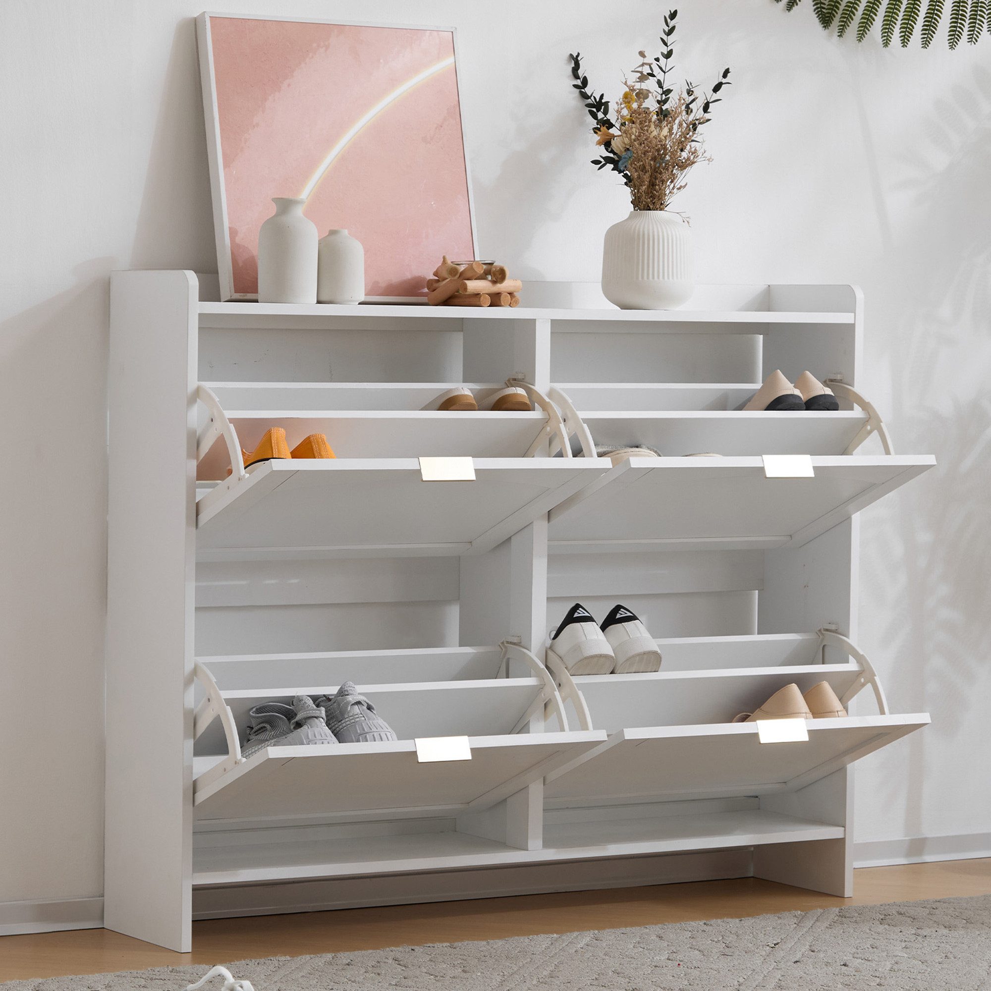 MODFU Schuhschrank mit 4 Fächer (Schuhregal, Schuhkipper, 1-St., mit 4 Klap günstig online kaufen