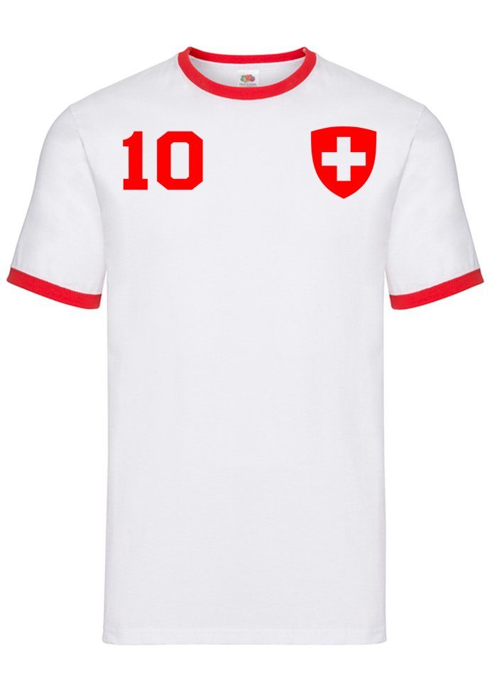 Sport & Herren Schweiz T-Shirt WM Trikot Fußball EM Europa Swiss Meister Brownie Blondie