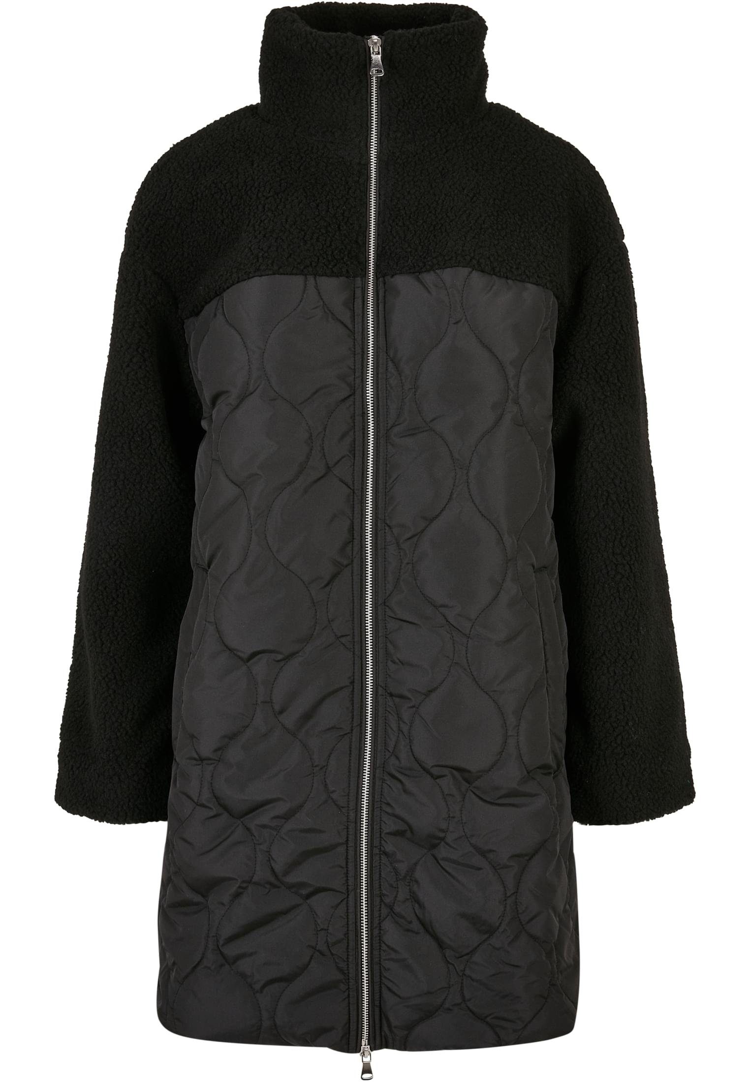 URBAN CLASSICS Winterjacke Damen Ladies Oversized Sherpa Quilted Coat (1-St) black
